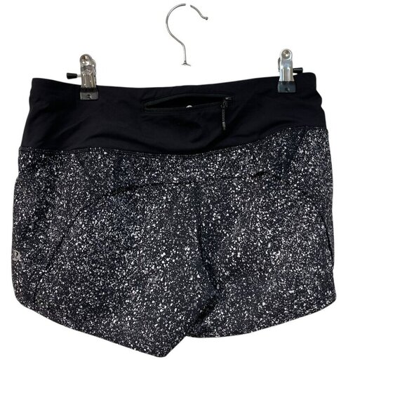 Lululemon Speed Short Mini Splatter Black White Size 4 No liner - Picture 4 of 5